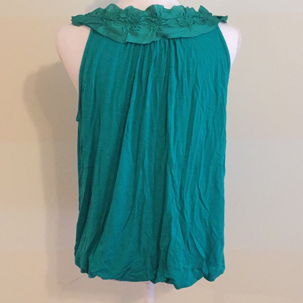 ALFANI Petite sleeves flower green bubble top - Picture 3 of 5